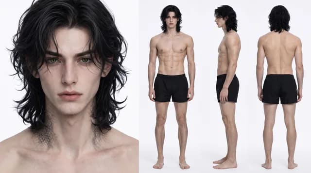 Front, side, and back character turnaround for Draven