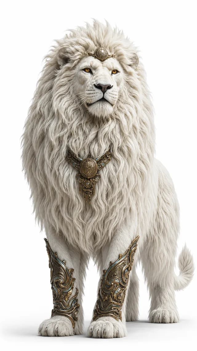 Creature design of Valerius in his snow-lion form