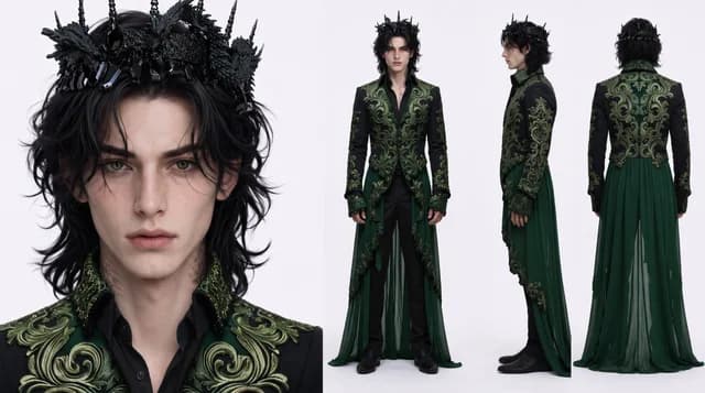 Costume design for Draven's formal selection-day attire