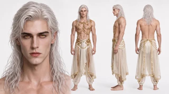 Costume design for Valerius in relaxed nightwear