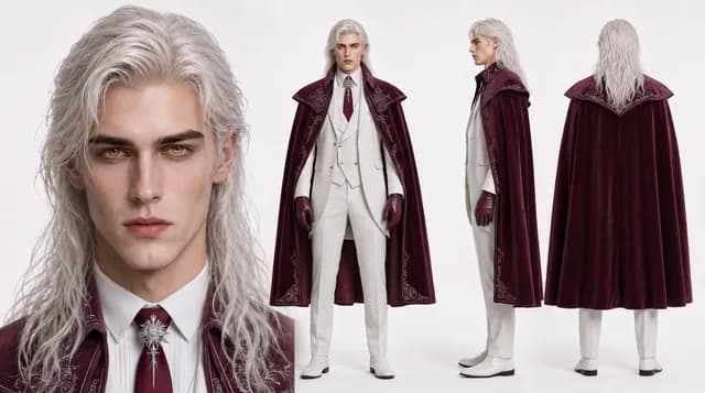 Costume design for Valerius's formal selection-day attire