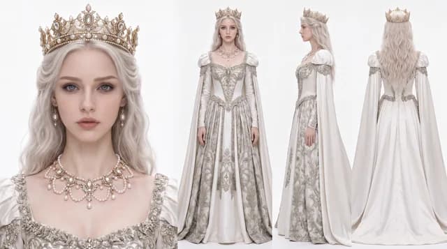 Costume design for Vivian's regal look after taking power