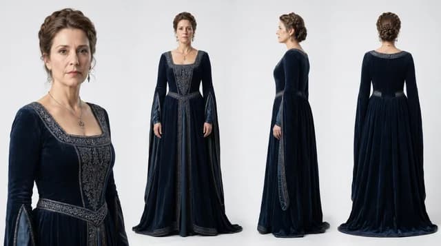 Costume design for a middle-aged female noble