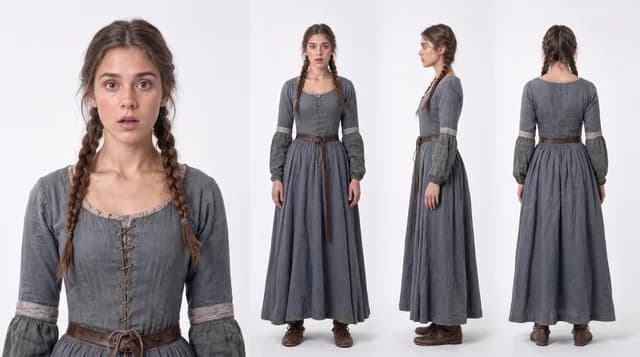 Costume design for a young female commoner's simple everyday attire