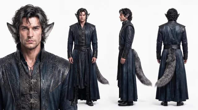 Costume design for a werewolf noble's formal attire