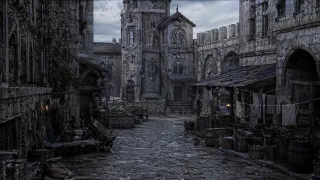 Environment concept for the servants' courtyard in the Snow Lion outer estate