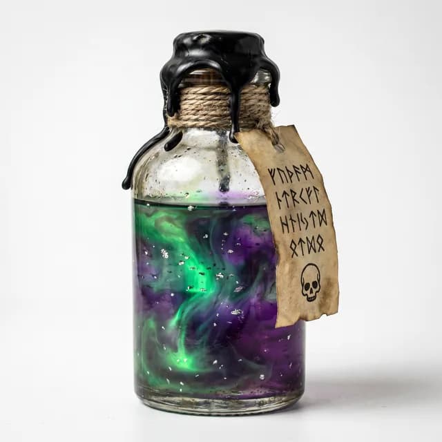 Glowing bottle design containing a mysterious magical potion